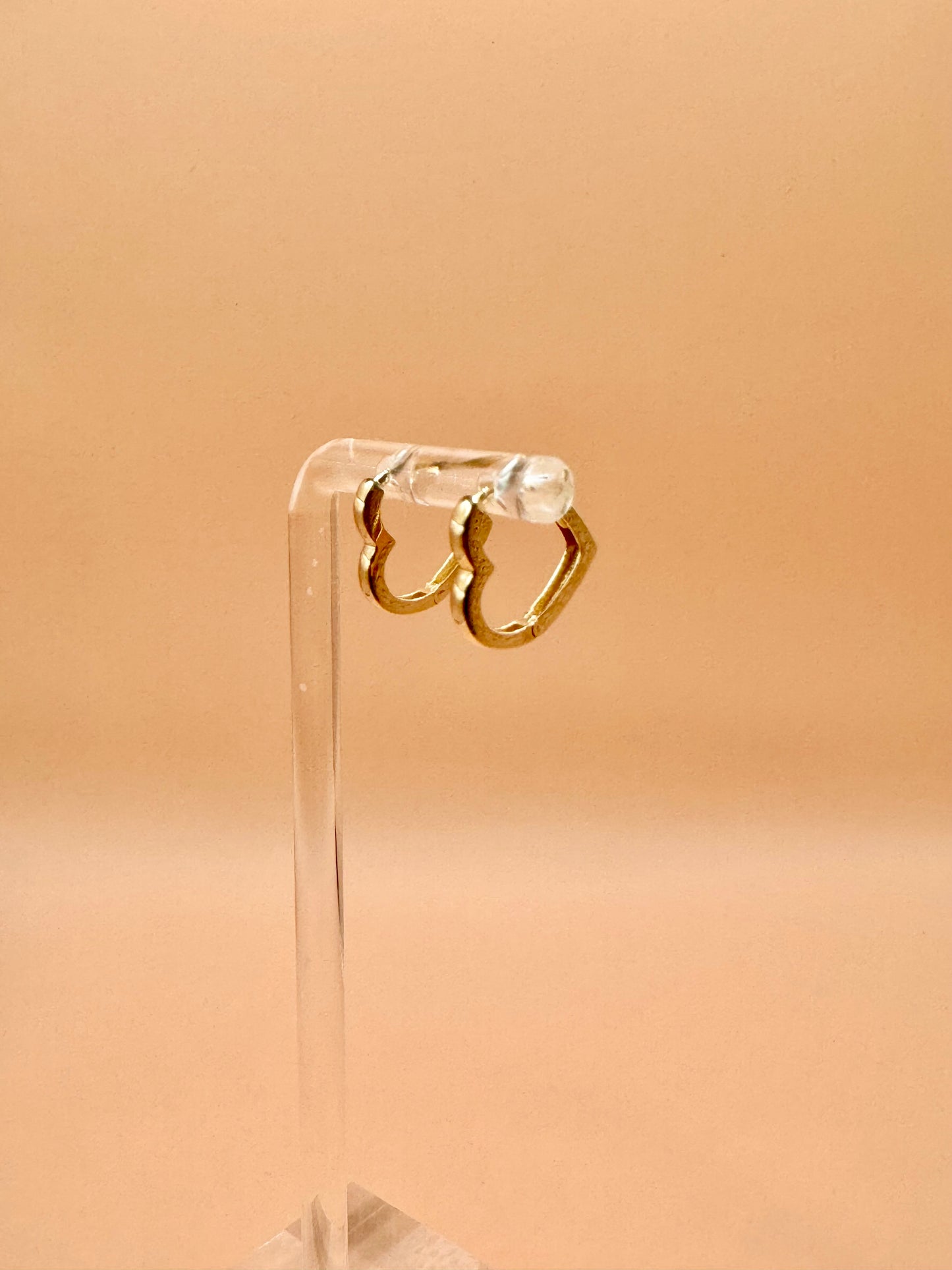 14K Yellow Gold Heart Huggies