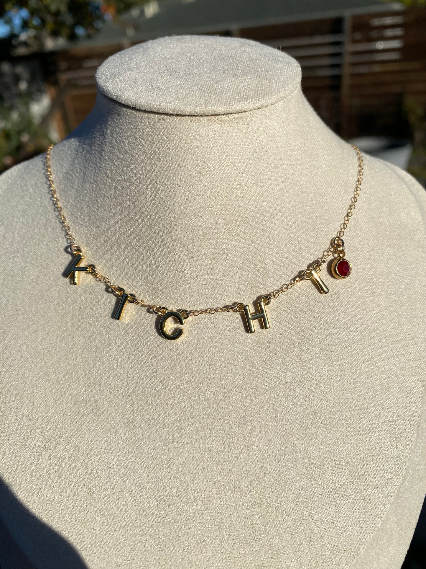 Custom Birthstone with Initials Minimalist Necklace